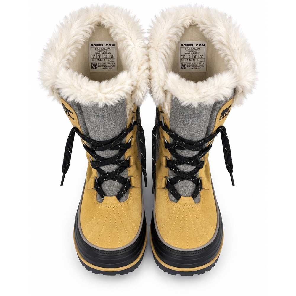 Sorel Tofino II Womens Winter Boots Suede Faux Fur Curry Grey NL2330-373 Size 8